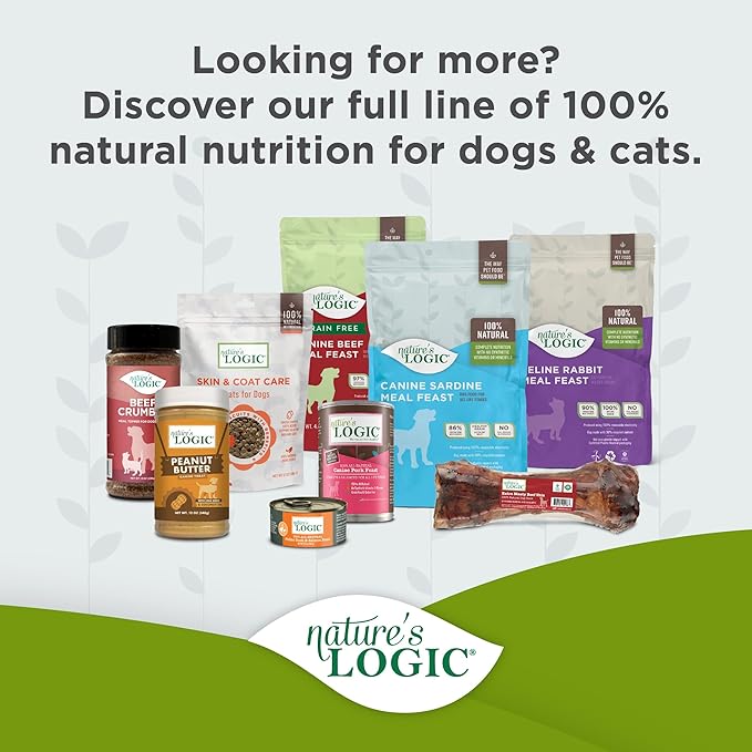 Nature's Logic Dry Dog Food - 100% Natural - No Synthetics - for All Ages, Sizes, Breeds - Free from Common Allergens, High Protein - Beef Meal Feast, 25lbs