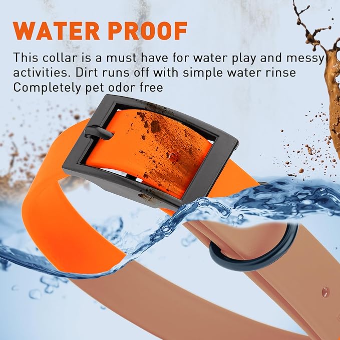 Dogline Biothane Coated Webbing Dog Collar with Black Metal Hardware: Durable Easy-Clean Everyday Collar for Dogs - Comfortable Adjustable Odor-Resistant Pet Collar, W1 x L22-25", Hunter Orange