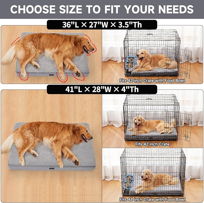 OhGeni Orthopedic Waterproof & Machine Washable Dog Bed for Medium Large Pets, Cat Mat with 25D Egg Crate Foam, Non-Slip Bottom & Removable Cover, 36 Inches(Gray)