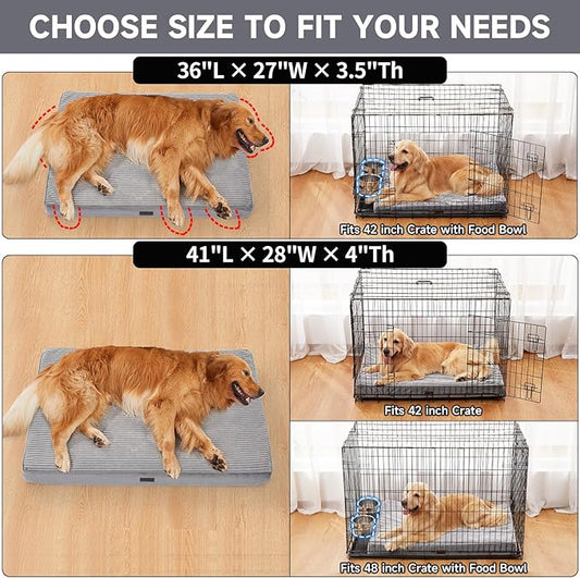OhGeni Orthopedic Waterproof & Machine Washable Dog Bed for Medium Large Pets, Cat Mat with 25D Egg Crate Foam, Non-Slip Bottom & Removable Cover, 36 Inches(Gray)
