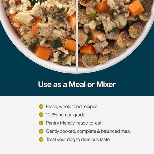 JustFoodForDogs JustFresh Wet Dog Food, Fresh Pet Meals and Toppers with No Preservatives, Resealable Package, Human Grade, Home-Cooked Beef and Chicken Variety, 12 oz - 8 Pack