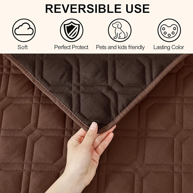 Smiry Waterproof Dog Blanket, 30x70 Inch Soft Pet Bed Cover Reversible, Washable Sofa Couch Furniture Protector for Small Medium Large Dog Puppy Cat, Geometric, Brown/Chocolate