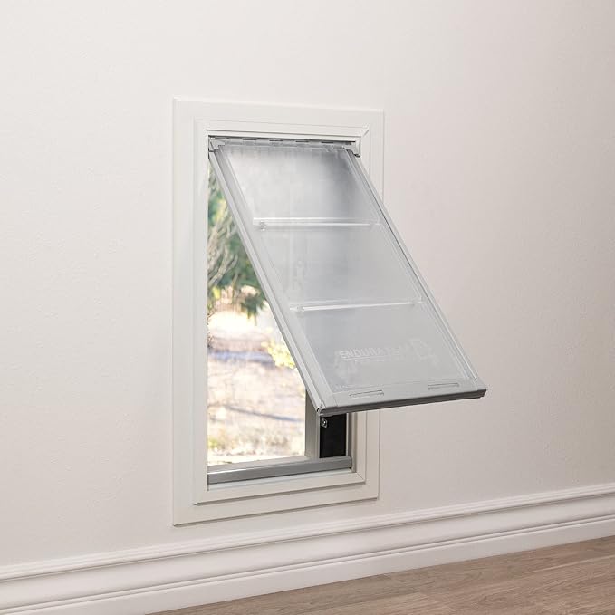 Endura Flap Pet Door for Walls in White | Energy-Efficient Single Flap Design for Wall Installations | All-Weather Protection with All-Metal Telescoping Tunnel | White, Medium, Single Flap