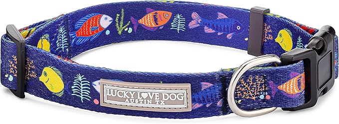 Lucky Love Dog - Adjustable Dog Collar with Easy Click Buckle for Small to Large Ones, Durable, & Comfortable for Male & Female Dogs, Pet Collar for Puppies & Adult Dogs - Mackey, Medium