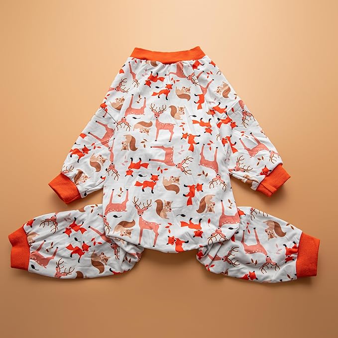 LovinPet Big Dog Clothes for Large Dogs Girls, Onesies for Dogs,Lightweight Stretchy Fabric,Critters Cream Print Dog Jumpsuit,Uv Protection Shirt, Pajamas for Pitbulls, Pitbull Shirt,Medium