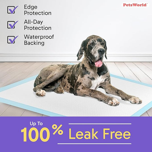 PETSWORLD Giant Dog Potty Pads, Odor-Eliminating, 36" x 36", Ultra Absorbent 5-Layer Leak-Proof Training Pads for Dogs & Cats (36x36, 400 Count)