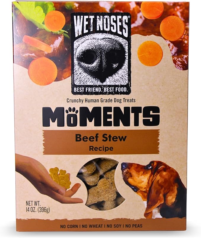 Wet Noses Moments Non-GMO Beef Stew Bone Crunchy Dog Treats - 14oz | No Corn, Wheat, Soy or Peas, Made with 8 Simple Ingredients