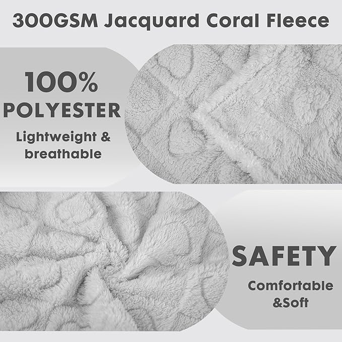 gogobunny Calming Plush Dog Cat Blanket 300GSM Coral Fleece, Ultra-Soft Machine Washable Pet Bedding for Small Medium Dogs Cats Puppies Kittens (Silver, 25x35)