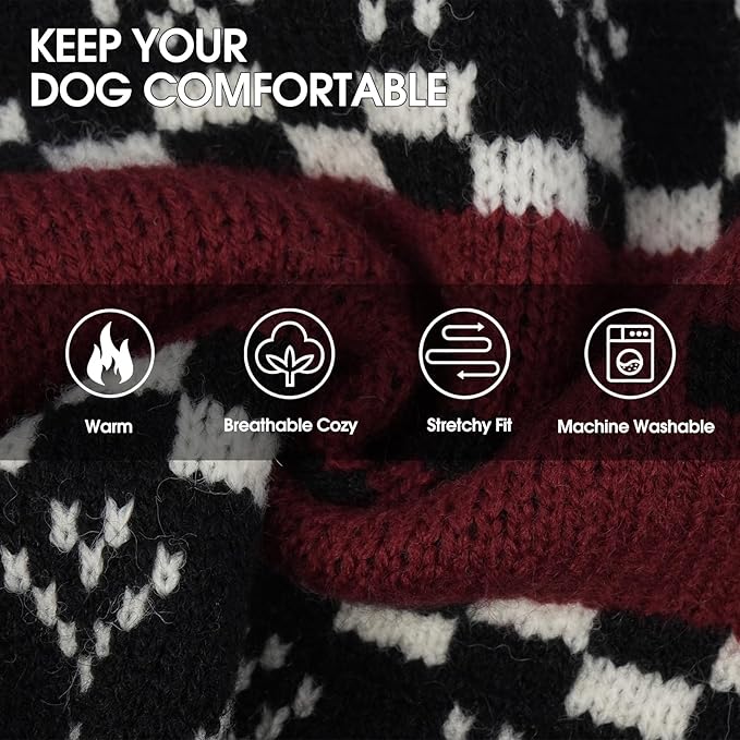 IECOii XXXL Dog Sweater for Extra Large Dogs Boy, Big Boy Dog Winter Sweaters with Mid Neck, Doberman Sweater for Dogs Large Breed, Easy On Pullover Knitwear for Cold Weather, DarkRed, 3XL