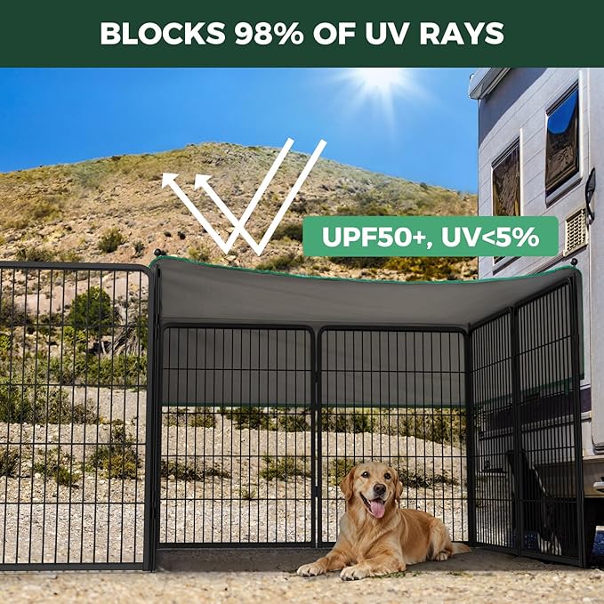 FXW Instant Unleashed Dog Playpen, Portable Pet Fence for Outdoor, RV Trips, and Camping, 40 inch, 16 Panels for Medium and Large Dogs with Sun Shade│Patented