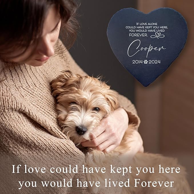 Dog Memorial Gifts for Loss of Dog, Cemetery Decorations for Grave, Pet Loss Sympathy Gift, Personalized Remembrance Garden Stone, Cat Lovers Heaven Grave Markers Bereavement Headstone (A05H)