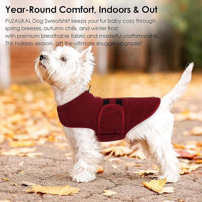 Dog Sweater,Adjustable Dog Sweaters for Small, Medium and Large Dogs Boys Girls, Dachshund Chihuahua Fleece Dogs Sweater(Burgundy,L)