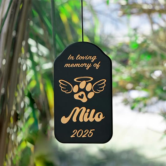 Personalized Dog Memorial Gifts for Loss of Dog Wind Chime w/Name & Date, in Loving Memory - Sympathy Gifts - 37" Custom Engraved Pet Memorial Wind Chime Gift - Black Color, D1