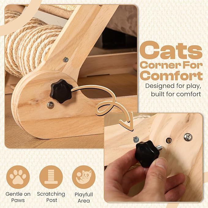 Adjustable Cat Scratch Ramp for Indoor Cats, 25.6-Inch Cat Scratcher Ramp, Cat Scratching Post, Medium