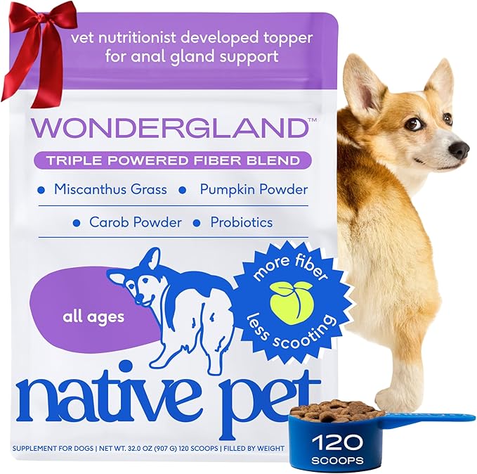 Native Pet WonderGland - Dog Anal Gland Treatment Using Fiber for Dogs - Prevents Scooting for Dogs Anal Gland Supplement Including Dog Gut Health Probiotics for Anal Gland Support - 120 Scoops
