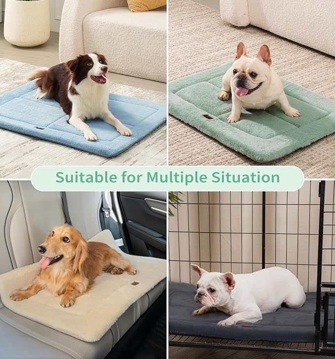 MADE 4 PETS Dog Crate Pad Bed for Extra Large Dogs, Washable & Reversible, Anti-Slip Kennel Mat for Cozy Sleeping, Soft Fluffy Dog Bed for Indoor & Outdoor Use, 48"x30", Green