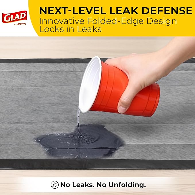 Glad for Pets Extra Large Charcoal Dog Training Pads - Absorbent Disposable Pee Pads for Dogs, Cats & Puppies - Jumbo-Size Potty Pads that Neutralize Urine Instantly - 30 Count Pet Supplies