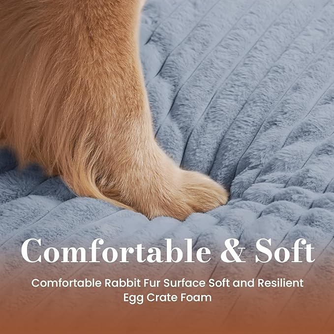 Dog Beds for Extra Large Sized Dog, Orthopedic Pet Bed with Waterproof Lining, Soft Short Plush Surface & Egg Crate Foam, Machine Washable Pet Mat with Removable Cover & Anti Slip Bottom