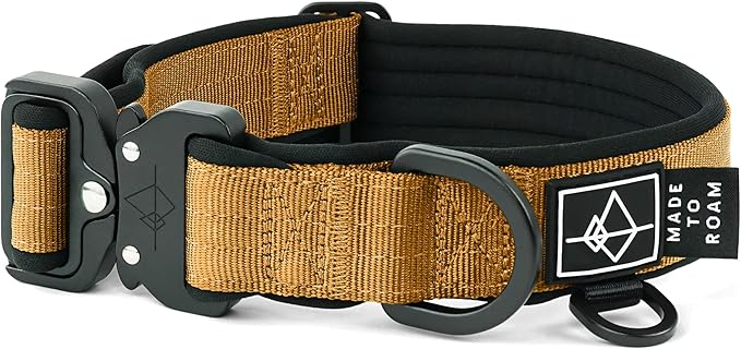 MADE TO ROAM Comfort Collar - Adjustable Nylon Dog Collar with Soft Comfortable Padding, Light Aviation Aluminum Metal Buckle for Small, Medium and Large Dogs (Michigan Autumn, Size 4)