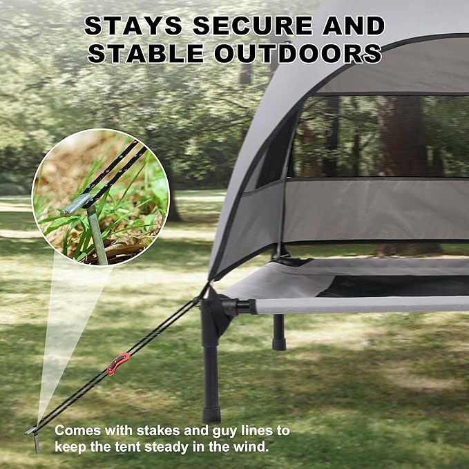 Small Dog Tent with Removable Canopy, Portable Outdoor Pet Shelter for Dogs up to 30 Lbs, UV Shade, Waterproof & Breathable for Travel or Backyard Use