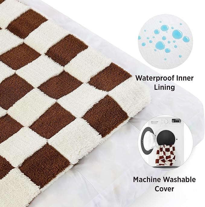LE SURE Large Dog Beds-Thick Shredded Chopped Foam Pet Bed Indoor with Removable Cover, Cute Modern Fuzzy Plush & Anti Slip Bottom, Brown