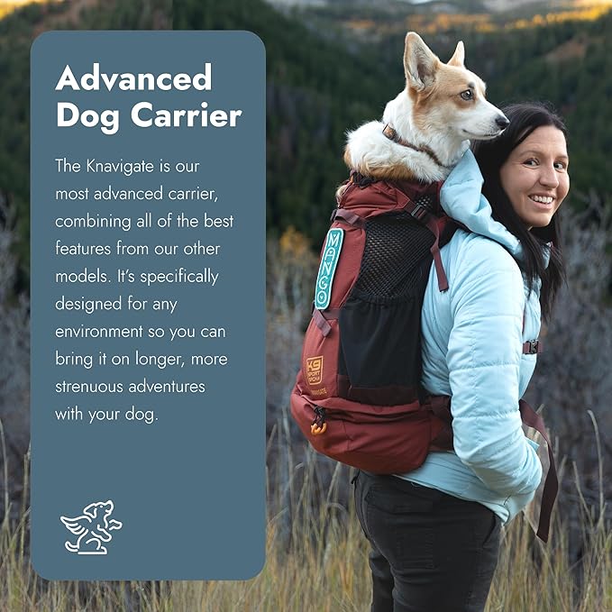 K9 Sport Sack Knavigate - Medium, Lunar Rock - Ideal for Dogs with 17-19” Back Length - Adjustable, Backpack-Style Carrier with Internal Frame & Padded Hip Belt