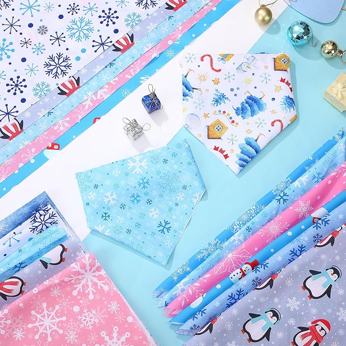 Weewooday 50 Pcs Winter Bandanas Bulk for Dogs Snowflake Cats Bandanas Charm Soft Triangle Bibs Adjustable Scarf for Small Medium Large Pets Winter Costume (31.5 x 21.7 X21.7 Inch)