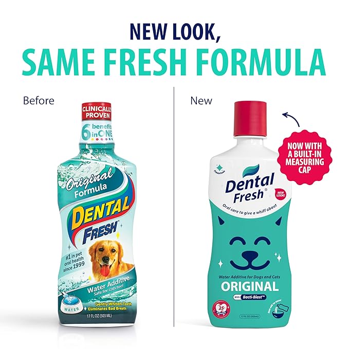 Dental Fresh Original Water Additive for Dogs & Cats, 17 Fl Oz, Daily Teeth & Breath Care