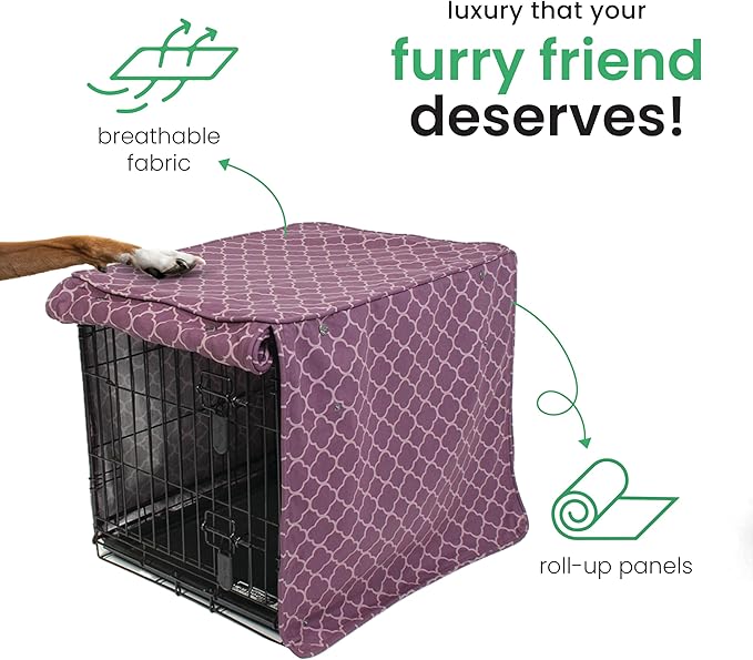 Molly Mutt Royals Dog Crate Cover, 100% Cotton Canvas Cover with 2 Roll-Up Panels, Ideal for Dog or Cat Crate, Durable, Washable, and Free of Harmful Chemicals, 36" x 24" x 27"