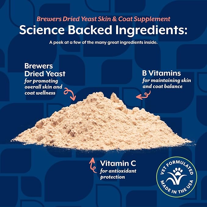 NaturVet – Brewer’s Dried Yeast Formula with Garlic Flavoring – Plus Vitamins – Supports Healthy Skin & Glossy Coat – Fortified with B-1, B-2, Niacin & Vitamin C – for Dogs & Cats (4 lb Powder)