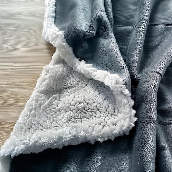 Waterproof King Size Blanket - Sherpa Fleece Reversible Throw, Soft Warm Leak-Proof Bed & Couch Protector for Kids, Pets & Everyday Spills (Velvet Gray/Cloud White, King 90x108)
