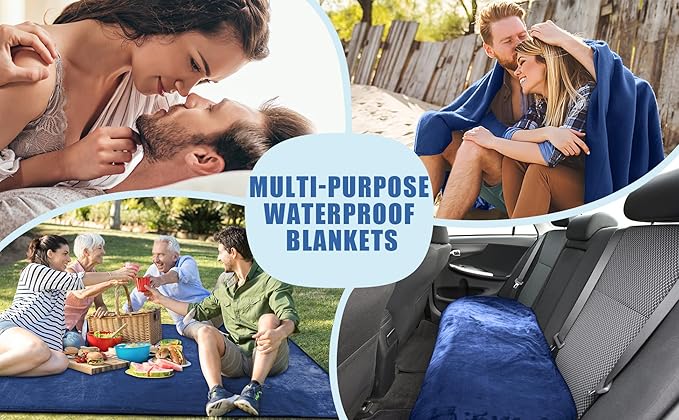 King Size Waterproof Blanket – Spill-Proof, Water-Resistant Flannel Blanket for Bed, Couch, Kids & Pets Protection, Reversible Cozy Design (Navy Blue & Abyss Green, 90x108)