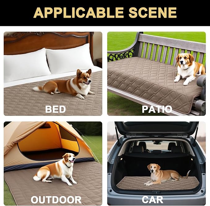 PrinceDeco Waterproof Dog Blanket Pet Bed Cover for Furniture Bed Couch Sofa Loveseat Non-Slip Back(52x82 Inch,Taupe)