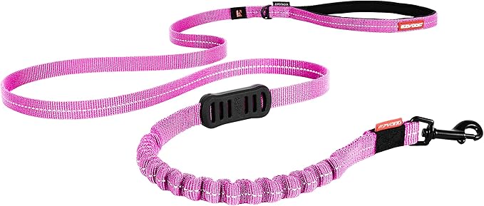 EzyDog Zero Shock LITE Dog Leash - Shock Absorbing Bungee Leash for Dogs That Pull or Excite - Dual Handle and Reflective for Medium, or Small Dogs (48", Pink)