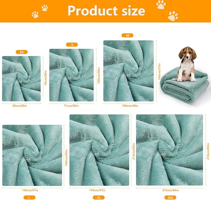 Waterproof Pet Blanket for Dogs Reversible Pets Bed Cover Puppy Fluffy Jacquard Throw Blankets Leakproof Sofa Couch Covers Cat Dog Blanket for Warm Washable Reversible Mat-Green,M