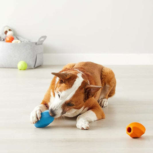 Amazon Basics Interactive Dog Treat Dispensing Enrichment Chew Toy, Large, Multi Color, 2-Pack