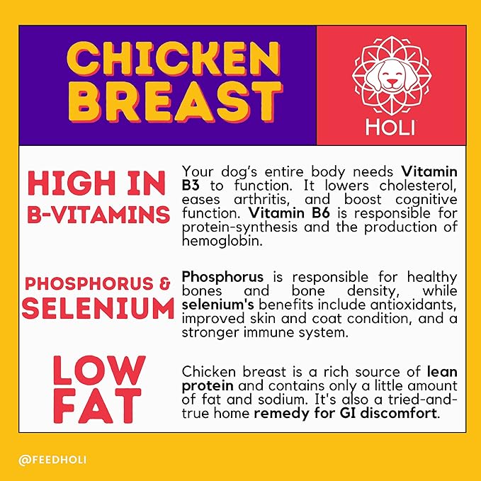 HOLI Freeze Dried Chicken Dog Food Topper - Single Ingredient, Human-Grade Lean Chicken Breast - Dog Food Flavor Enhancer for Picky Dogs – 100% All Natural - 1.75oz