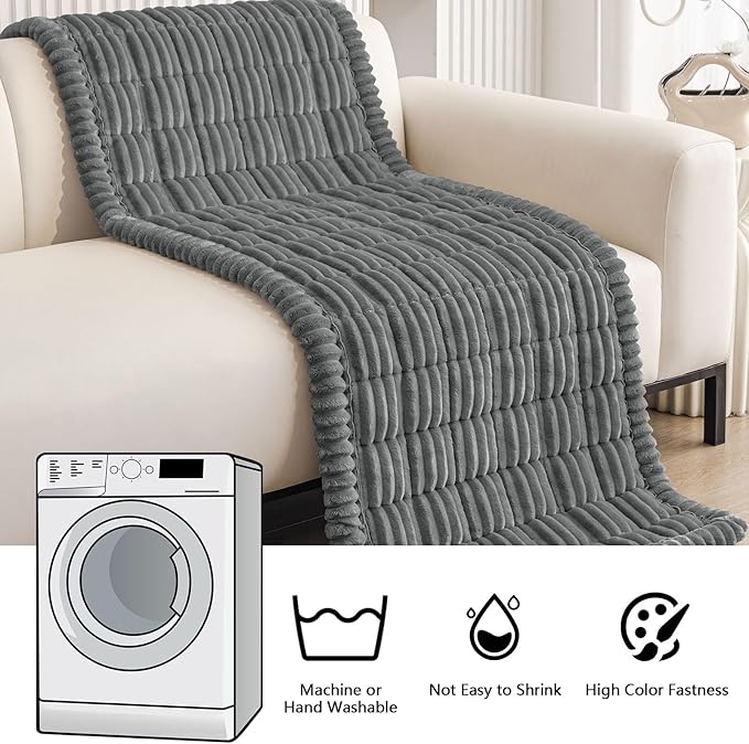 Smiry Couch Cover for Dogs Washable, Non Slip Fuzzy Pet Couch Covers for 3 Cushion Sofa Pet Friendly, Thick Soft Sofa Slipcovers Cushion Protector (Dark Grey, 27.6" x 27.6")