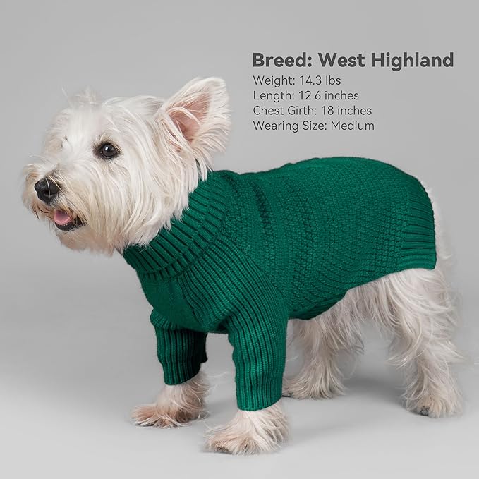 cyeollo Dog Christmas Sweater Pullover Turtleneck for Large Dogs, Classic Knitwear Fall Winter Cold Weather Dog Clothes Warm Pet Apparel Small Medium Large Dog Sweaters, Green 2XL