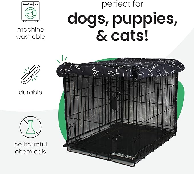 Molly Mutt Rocketman Dog Crate Cover, 100% Cotton Canvas Cover with 2 Roll-Up Panels, Ideal for Dog or Cat Crate, Durable, Washable, and Free of Harmful Chemicals, 24" x 18" x 21"