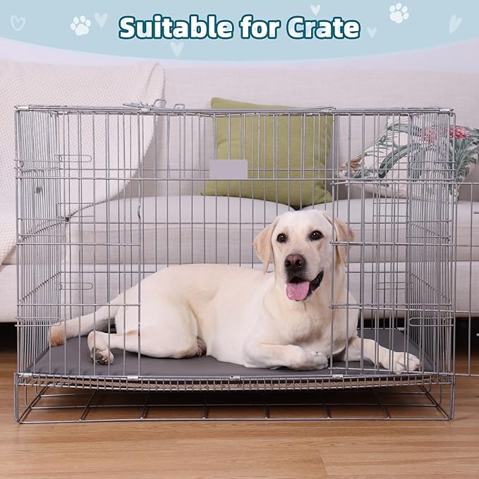 Large Dog Crate Pad Bed, Waterproof Cooling Pet Bed for Large Dogs, Outdoor Pet Bed with High Resilience Foam,Wipe Clean & Easy Rinse, Anti Slip 41 inch Graphite Grey