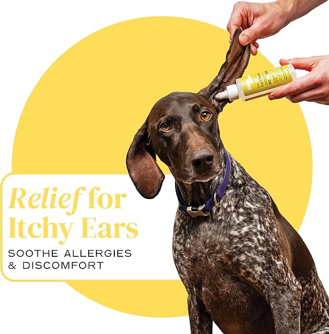 Dog Ear Cleaner - 8 Fl Oz of Dog Ear Wash - Drops to Dissolve Wax, Combat Odor, and Support Healthy Ears - Made with Chamomile, Honey, and Aloe - Made in The USA