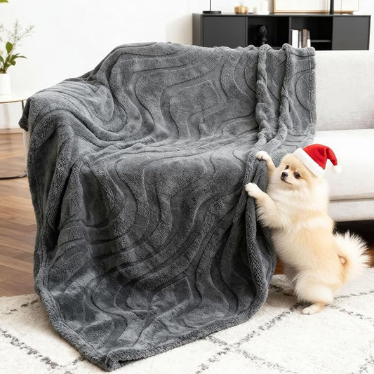 Waterproof Dog Blanket for Couch Bed– Double-Sided Washable Cat Puppy Blanket, Pet Throw Soft, Warm, Durable, Protective Furniture Cover, Grey XL(80×60)"