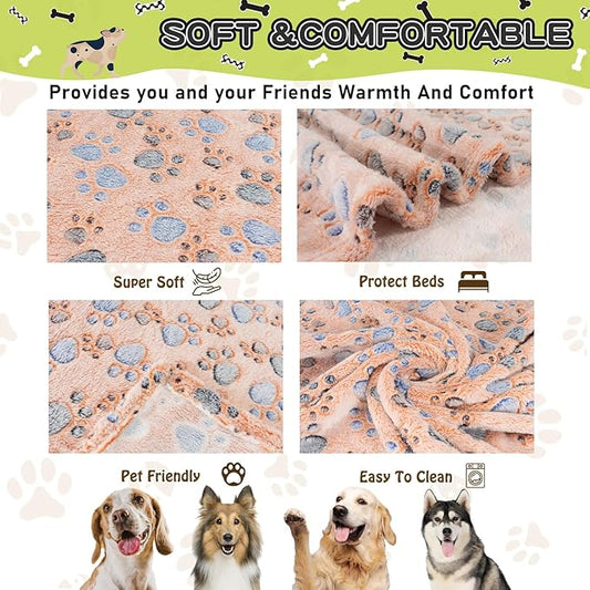 Rezutan Dog Blankets for Dogs - Large & Medium Soft Fuzzy Flannel Pet Blankets for Dogs & Cats, Washable, Reversible Cow Print, Comfortable & Cozy, 60" x 50" (Brown)