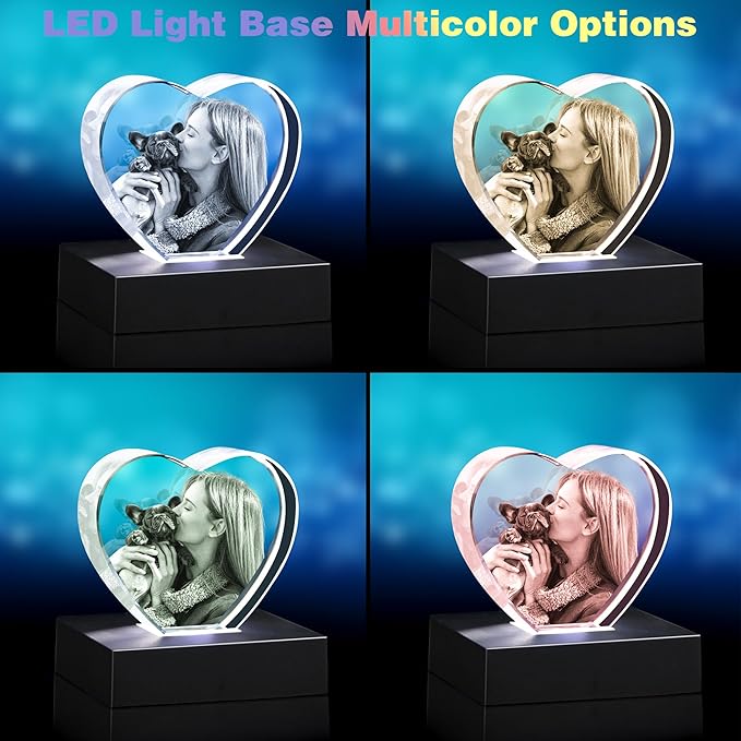 Personalized Pet Memorial Gifts,3D Crystal Photo,3D Engraved Crystal Keepsake Gift Décor Dogs Or Cats Horse Birds, Customized Dog Memorial Gifts,Christmas Personalized Gifts