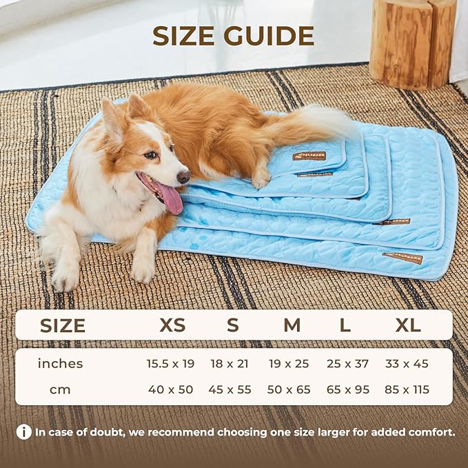 Pelsbarn Dog Cooling Mat- Ice Silk Summer Comfort, Self Cooling, Non-Slip Dog Pad, Durable & Washable, Mat for Medium Dogs 19" x 25", Support Shelter Dogs with Every Purchase (Blue)