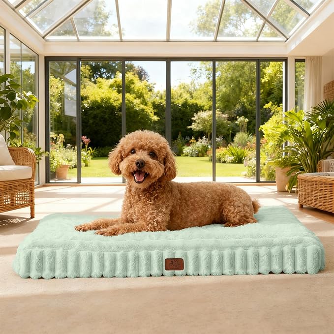 Orthopedic Dog Bed for Medium Dog, Waterproof Pet Bed,Non-Slip Bottom and Egg-Crate Foam with Removable Washable Cover Crate Bed,Green,30"x20"x3"
