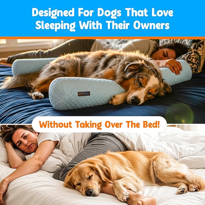 DenMate Dog Bed Co Sleeper: The First On-Bed DogBed for Your Pet. Perfect for Large/Medium Size Dogs; Helps Stabilizes Nighttime Movement to Help Improve Dog & Owners Sleep, Machine Washable.