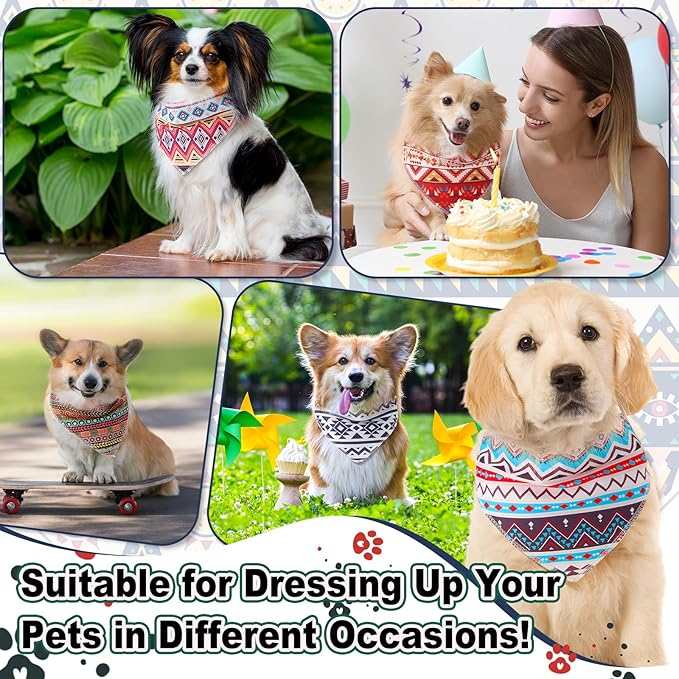 Amylove 120 Pcs Christmas Dog Bandanas Bulk Thanksgiving Day Holiday Triangle Dog Pack Puppy Kerchief Bandana Adjustable Pet Scarf for Pet Cat Costume Accessories Decor(Geometry)