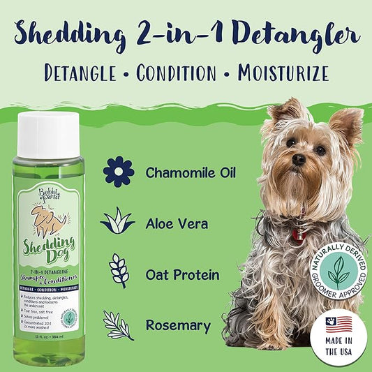 Bobbi Panter Dog Shampoo and Conditioner - Made in USA - All Natural 2-in-1 Formula for Nourish, Detangle & Reduce Shedding - Concentrated 10:1 for Professional Groomers - Pear Scent, 13 Oz
